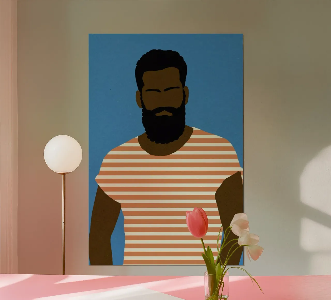 Man with Striped Shirt poster con telaio in alluminio da Rosi Feist