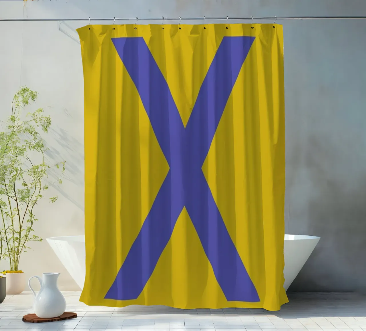 Yellow Letter X Duschvorhang von Studio One