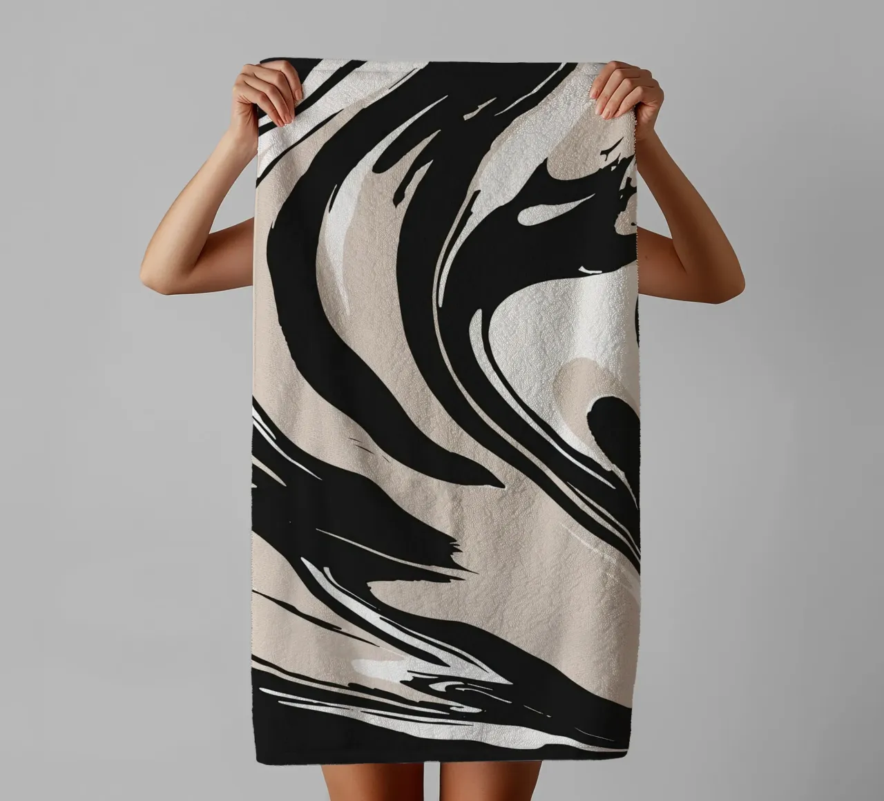 Abstract ink art towel by studiopicaprints