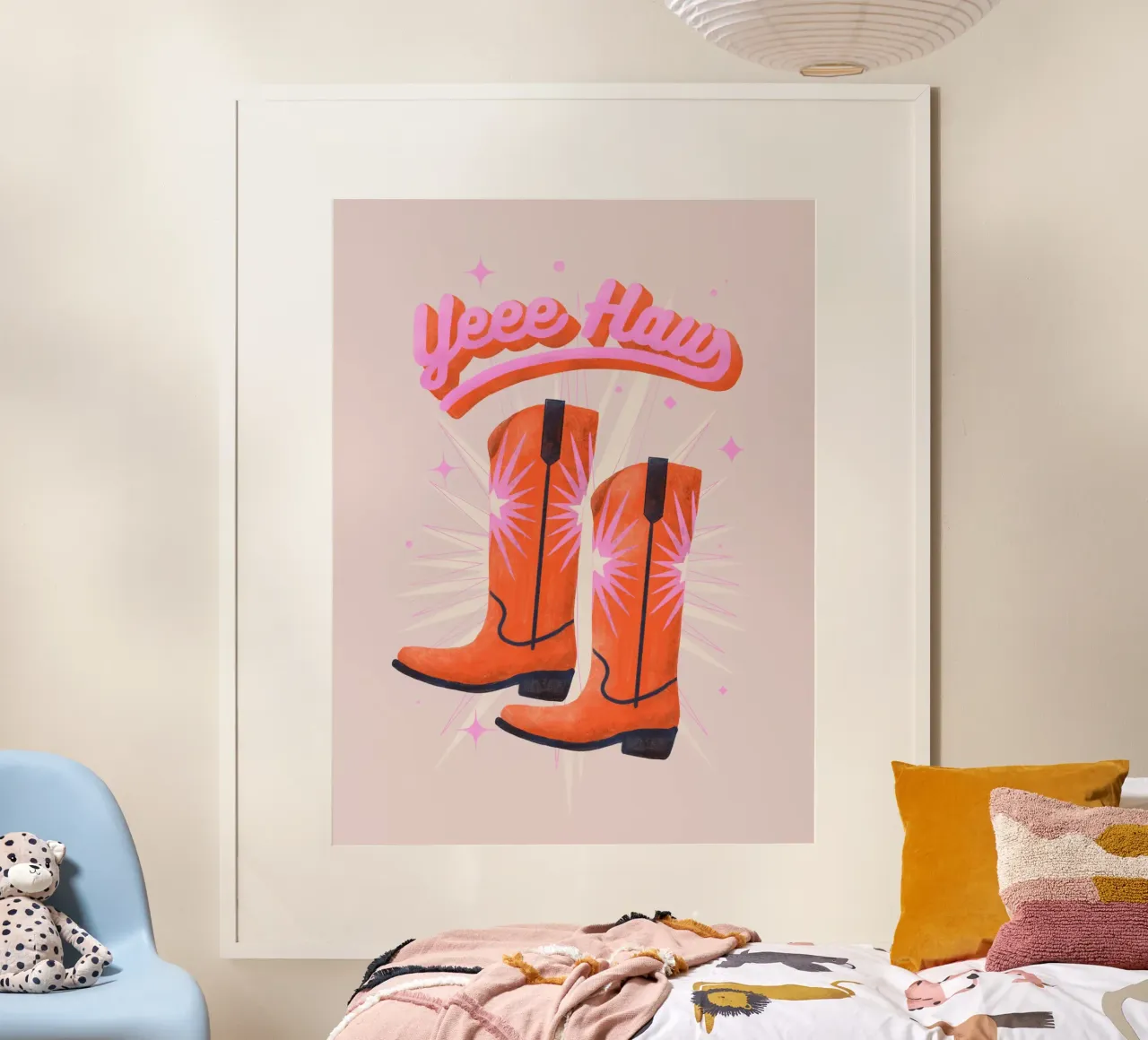 Retro Cowboy Boots Western Art poster con telaio in alluminio da showmemars