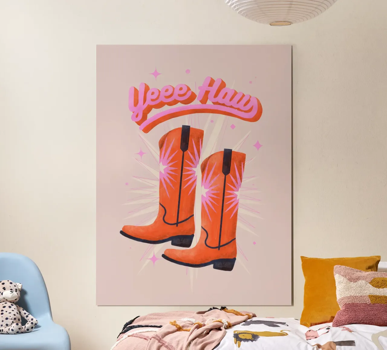 Retro Cowboy Boots Western Art poster con telaio in alluminio da showmemars