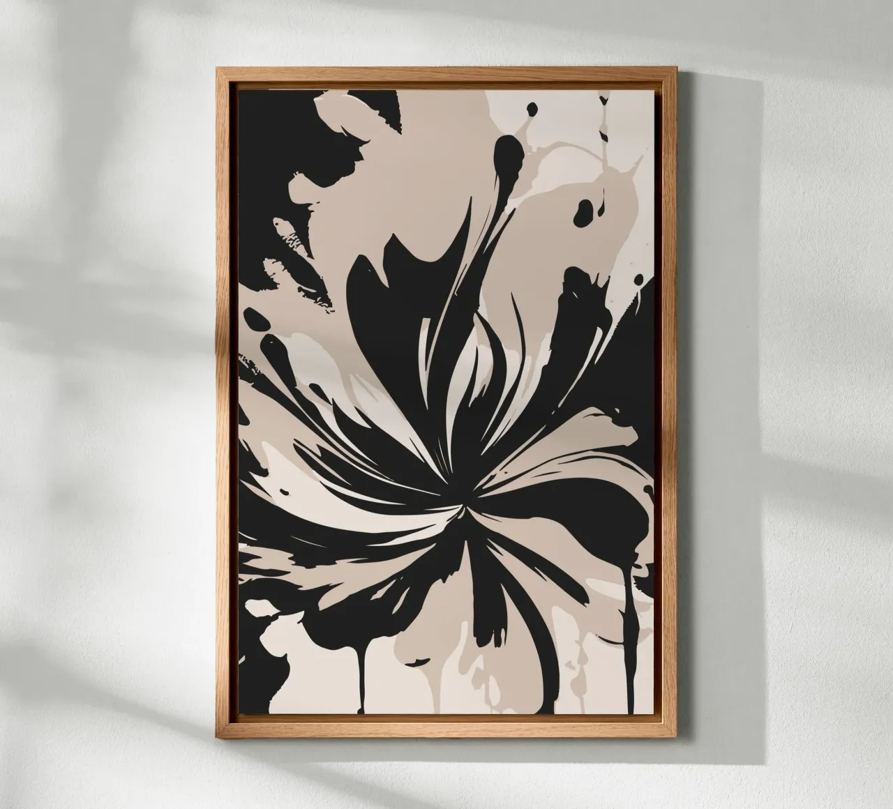 Abstracte inktbloem canvas with Floater frame by studiopicaprints