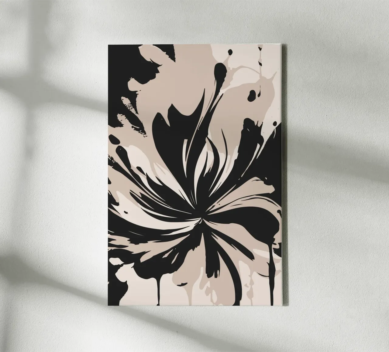 Abstracte inktbloem canvas with Floater frame by studiopicaprints