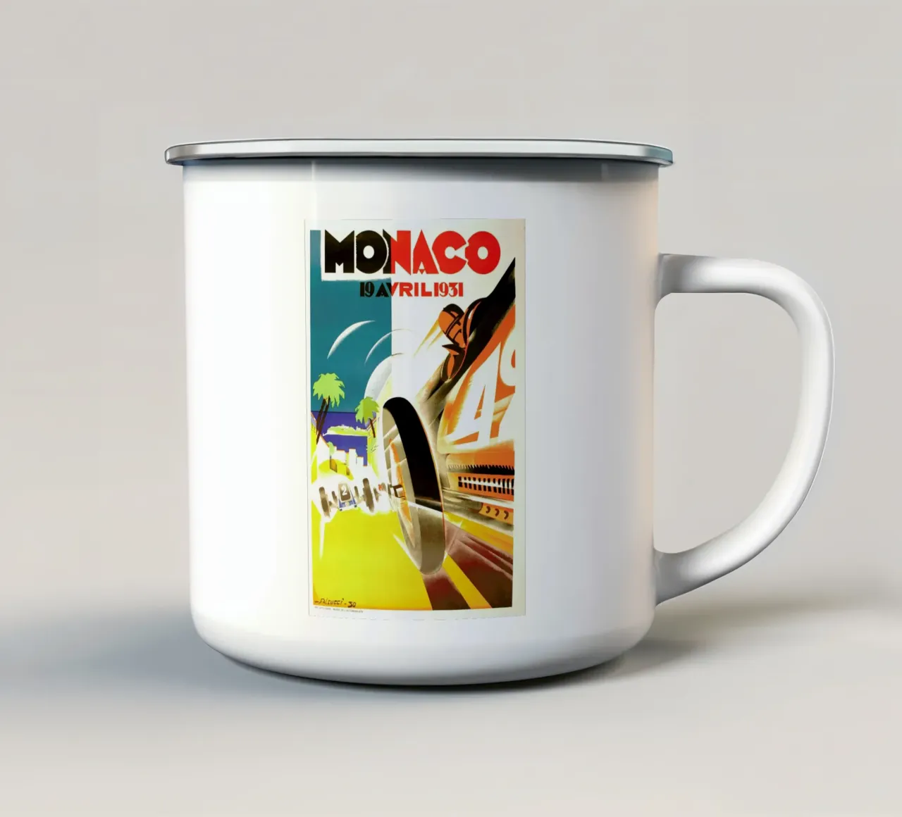Vintage Monaco 19 April 1931 tazza in smalto da Gallery Print and Art Limited