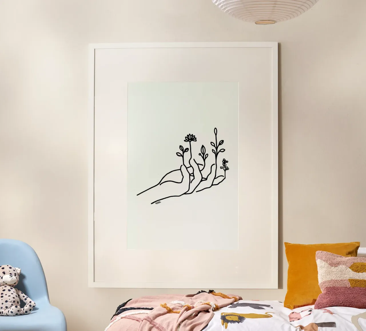 Bloom Hand poster con telaio in legno da Ninhol