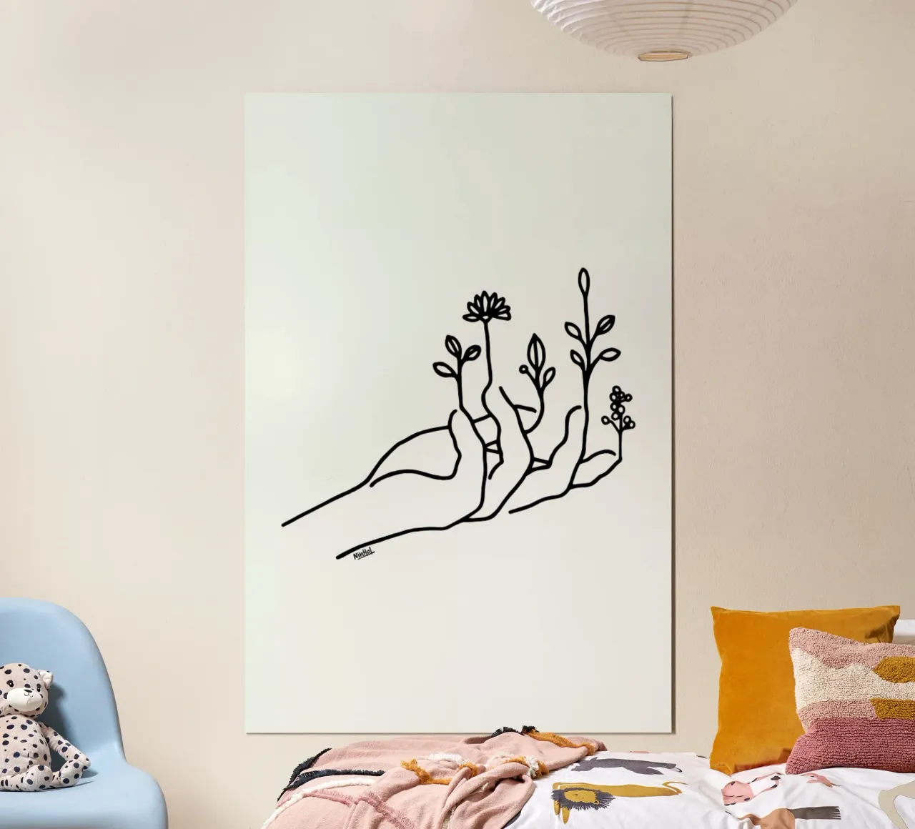 Bloom Hand poster con telaio in legno da Ninhol