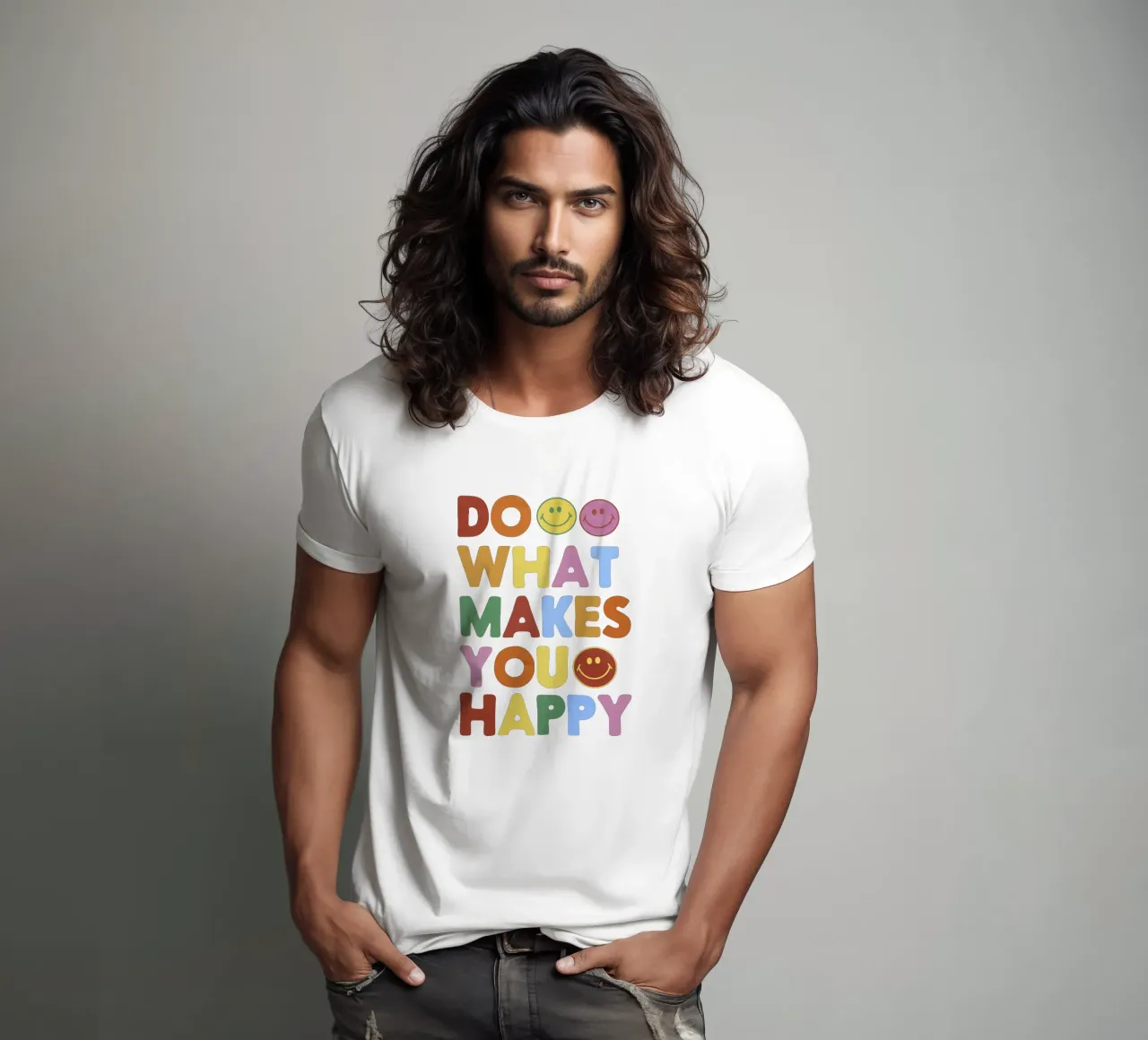 Retro Smiley Face Motivational Print camiseta de showmemars
