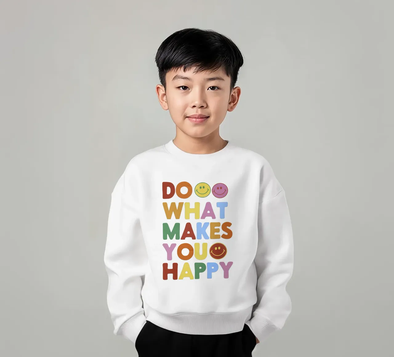 Retro Smiley Face Motivational Print sudadera para niño de showmemars