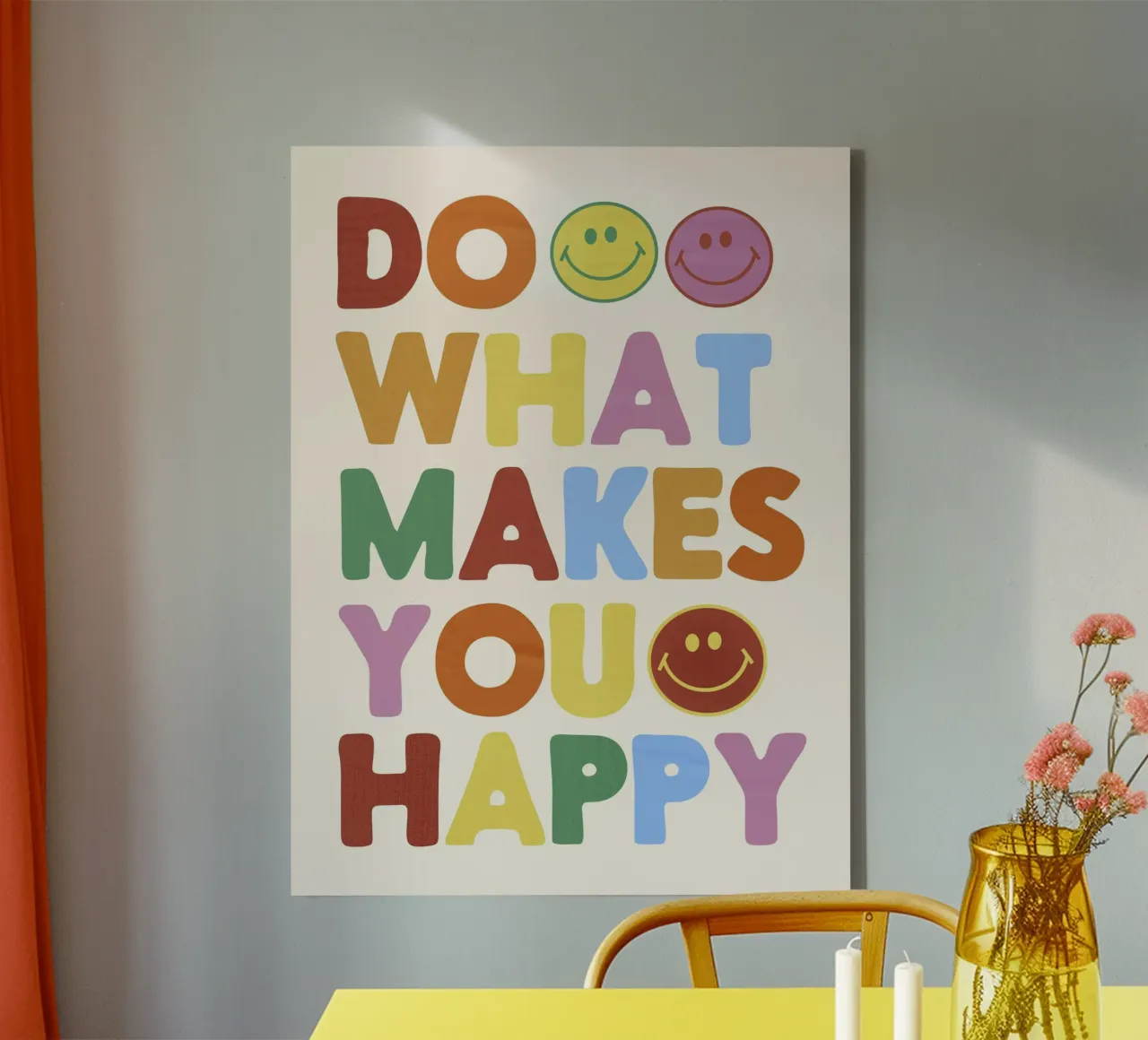 Retro Smiley Face Motivational Print canvas by showmemars