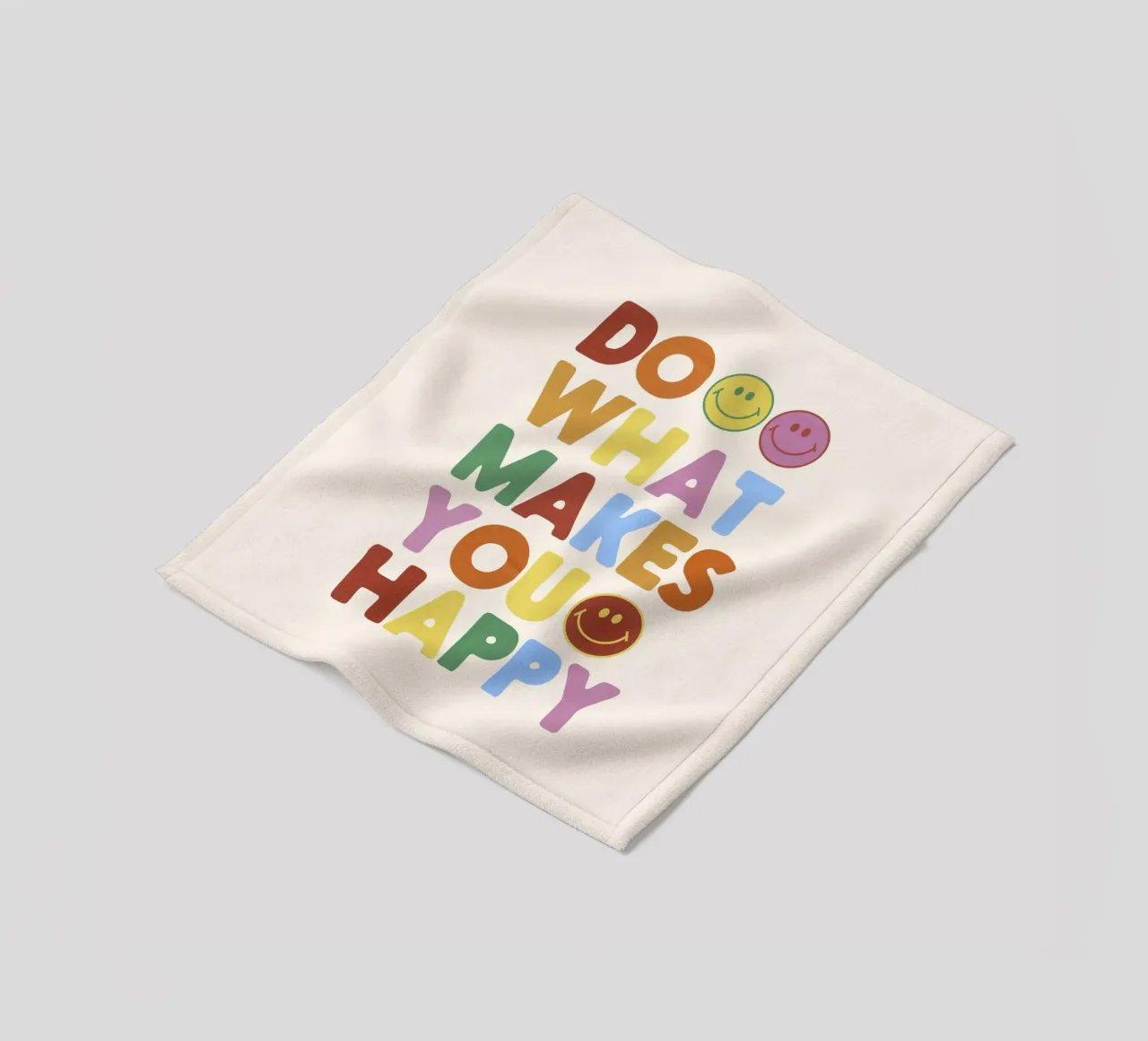 Retro Smiley Face Motivational Print fleece blanket by showmemars