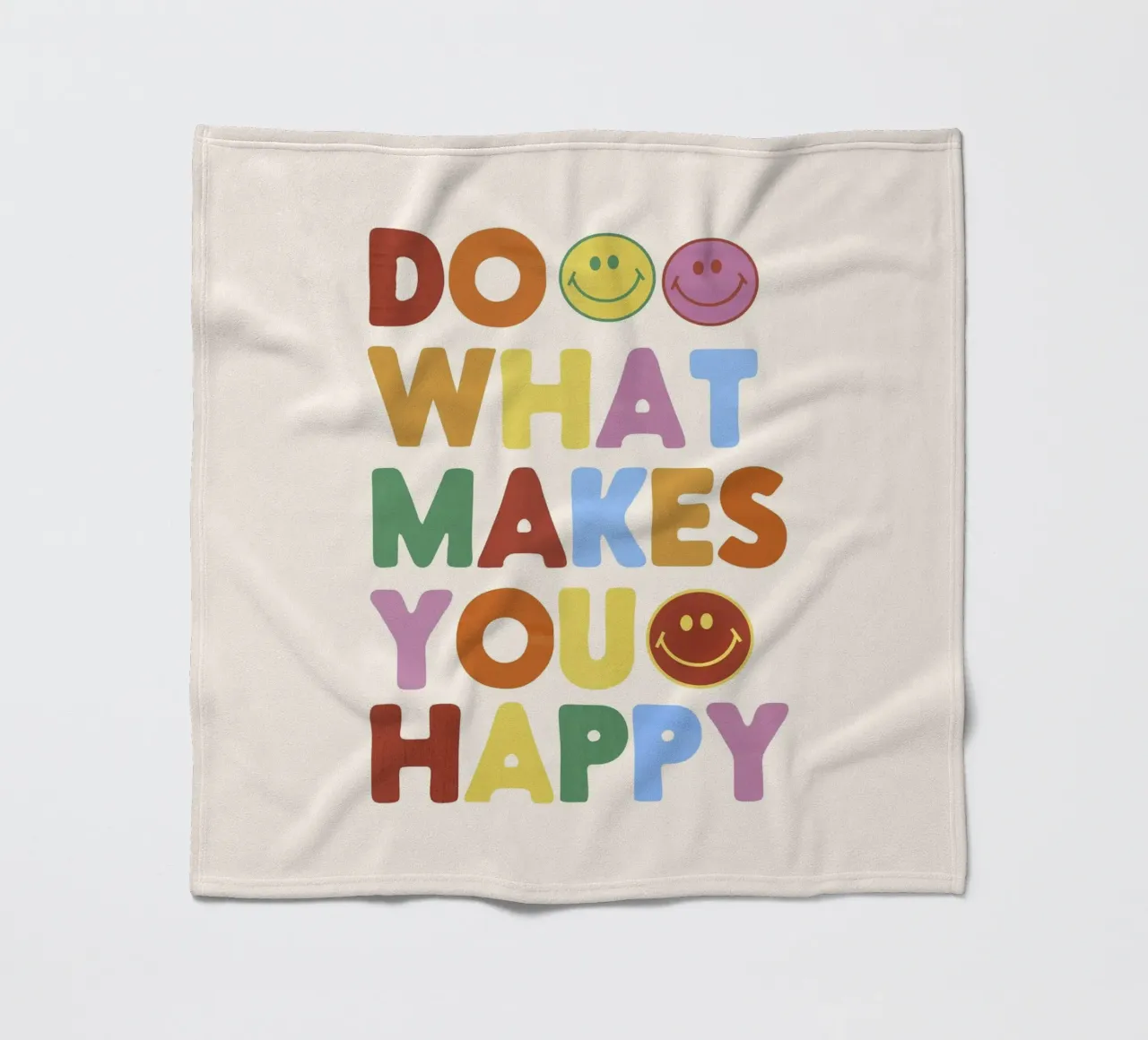 Retro Smiley Face Motivational Print fleece blanket by showmemars