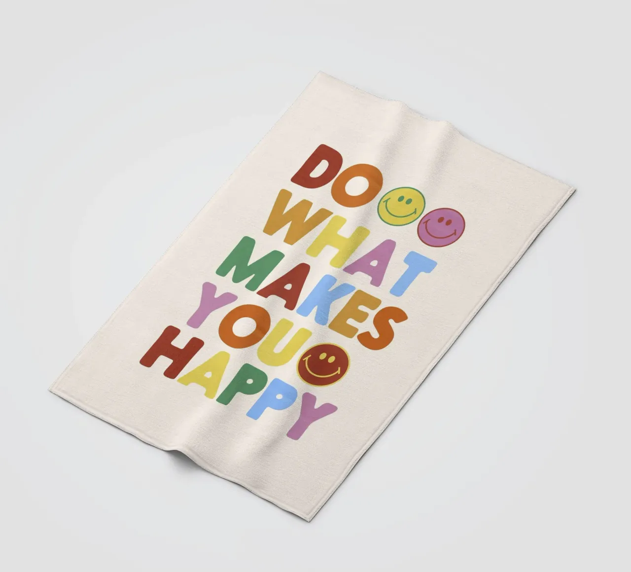 Retro Smiley Face Motivational Print fleece blanket by showmemars
