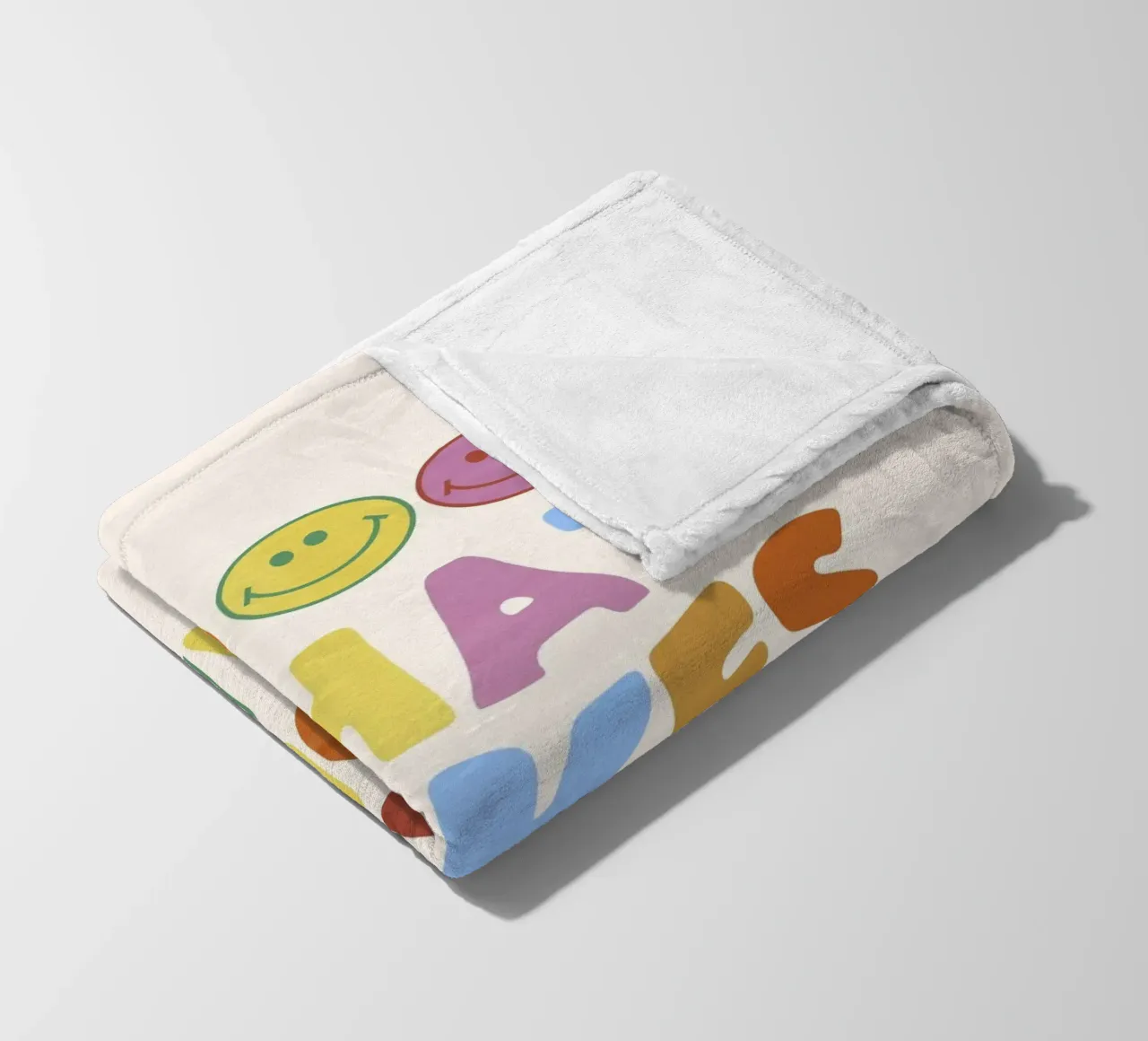 Retro Smiley Face Motivational Print fleece blanket by showmemars
