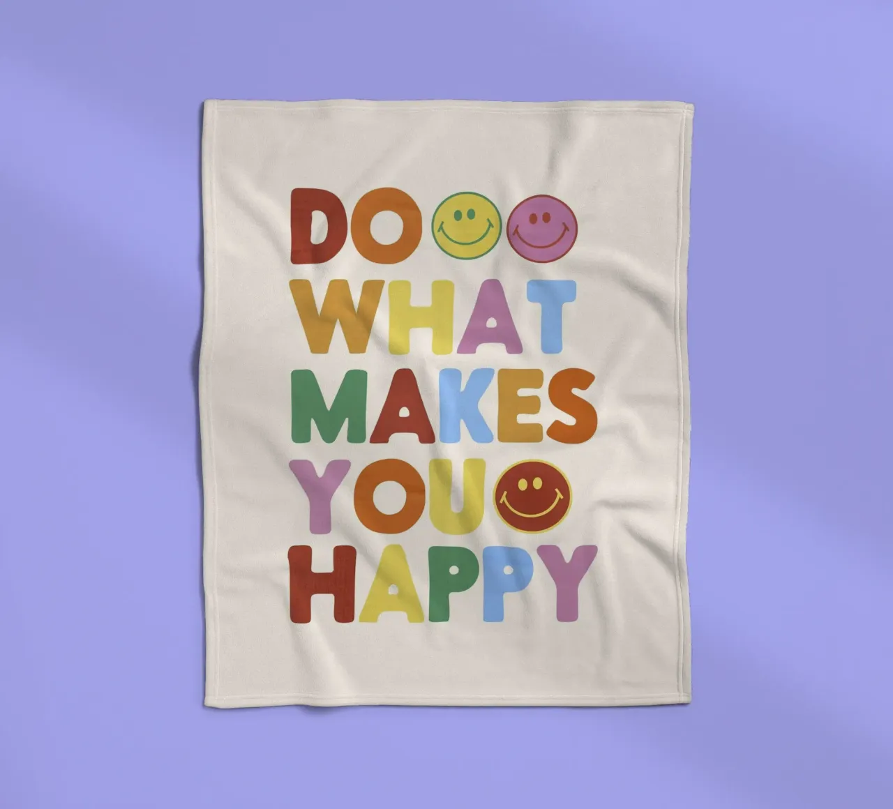 Retro Smiley Face Motivational Print fleece blanket by showmemars