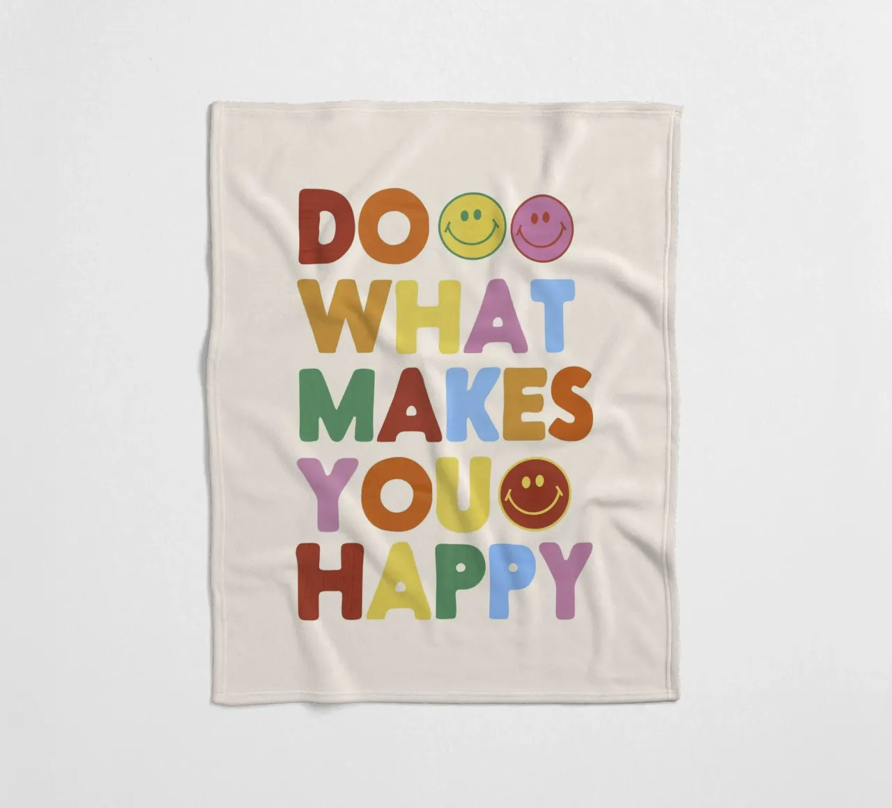 Retro Smiley Face Motivational Print fleece blanket by showmemars