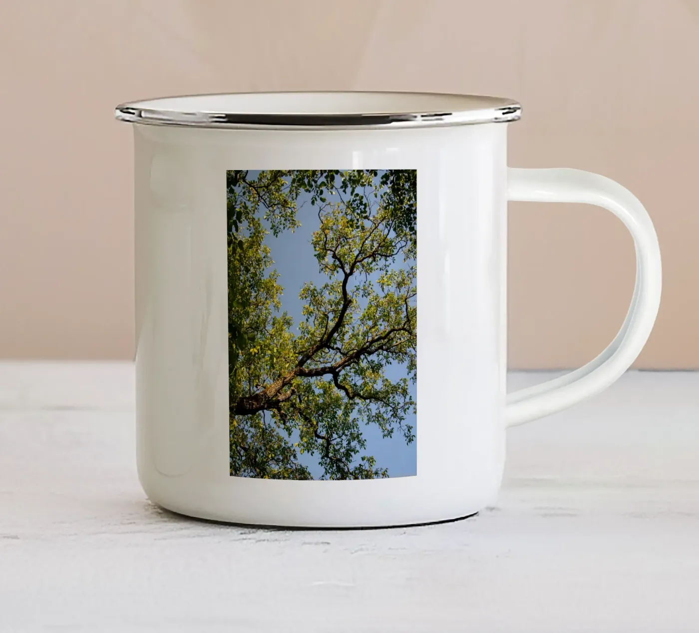 tree enamel mug by lookingforstardust