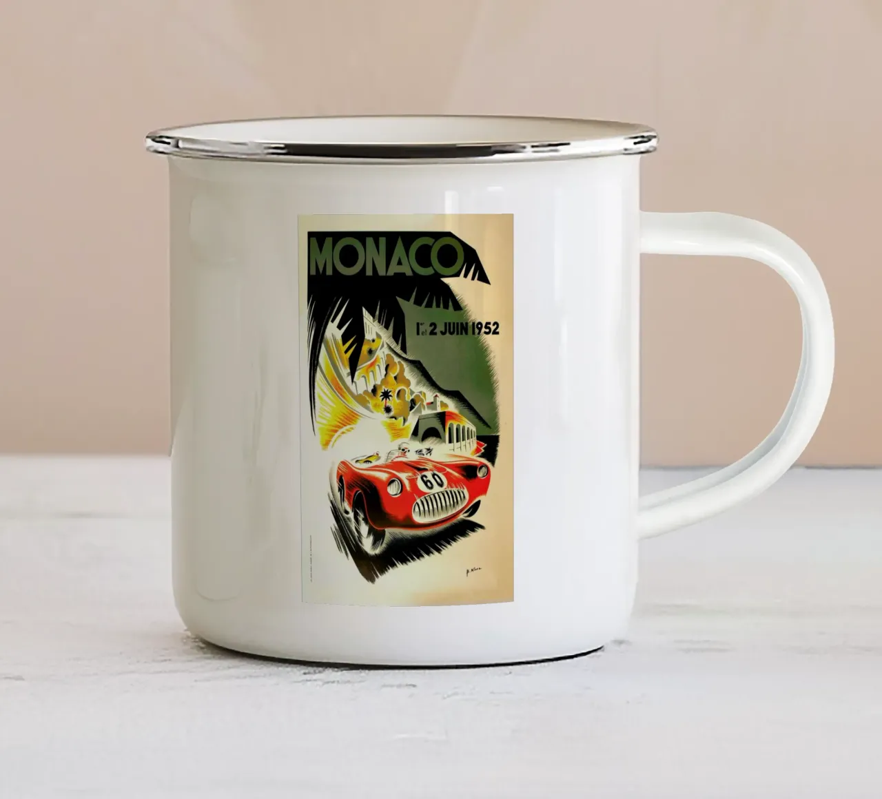 Vintage Monaco 1 June 1952 tazza in smalto da Gallery Print and Art Limited