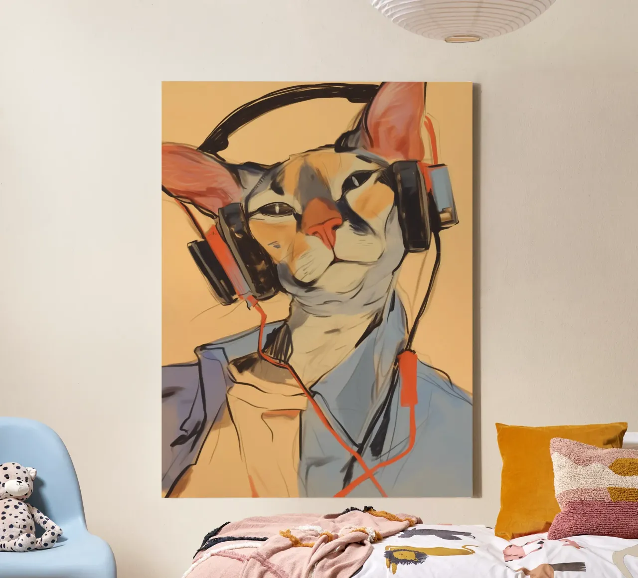Cool music with a cat canvas with Floater frame by Carinaprint