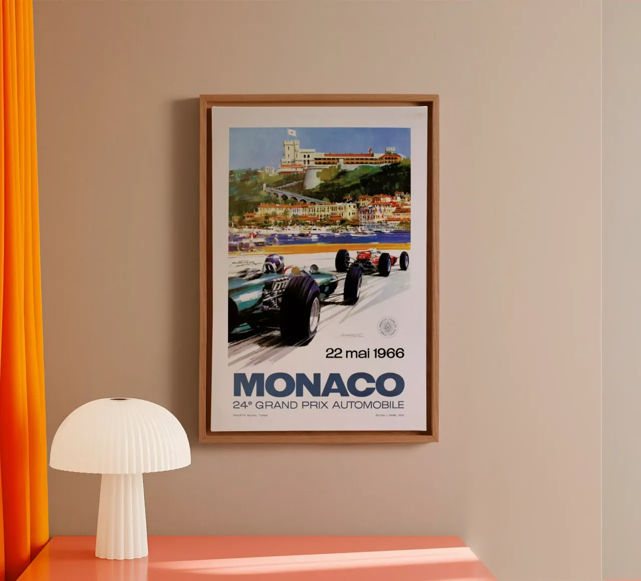 Vintage Monaco 22 May 1966 canvas met Baklijst van Gallery Print and Art Limited