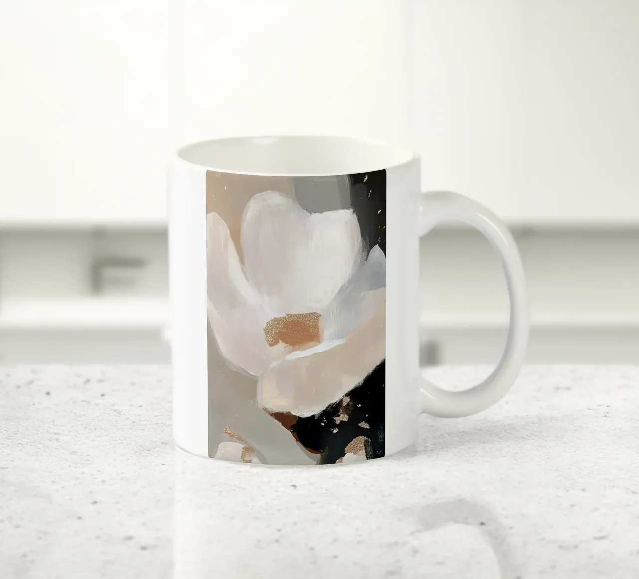 Abstracte muurschildering met gouden accenten keramische mok van Melloi Art Print