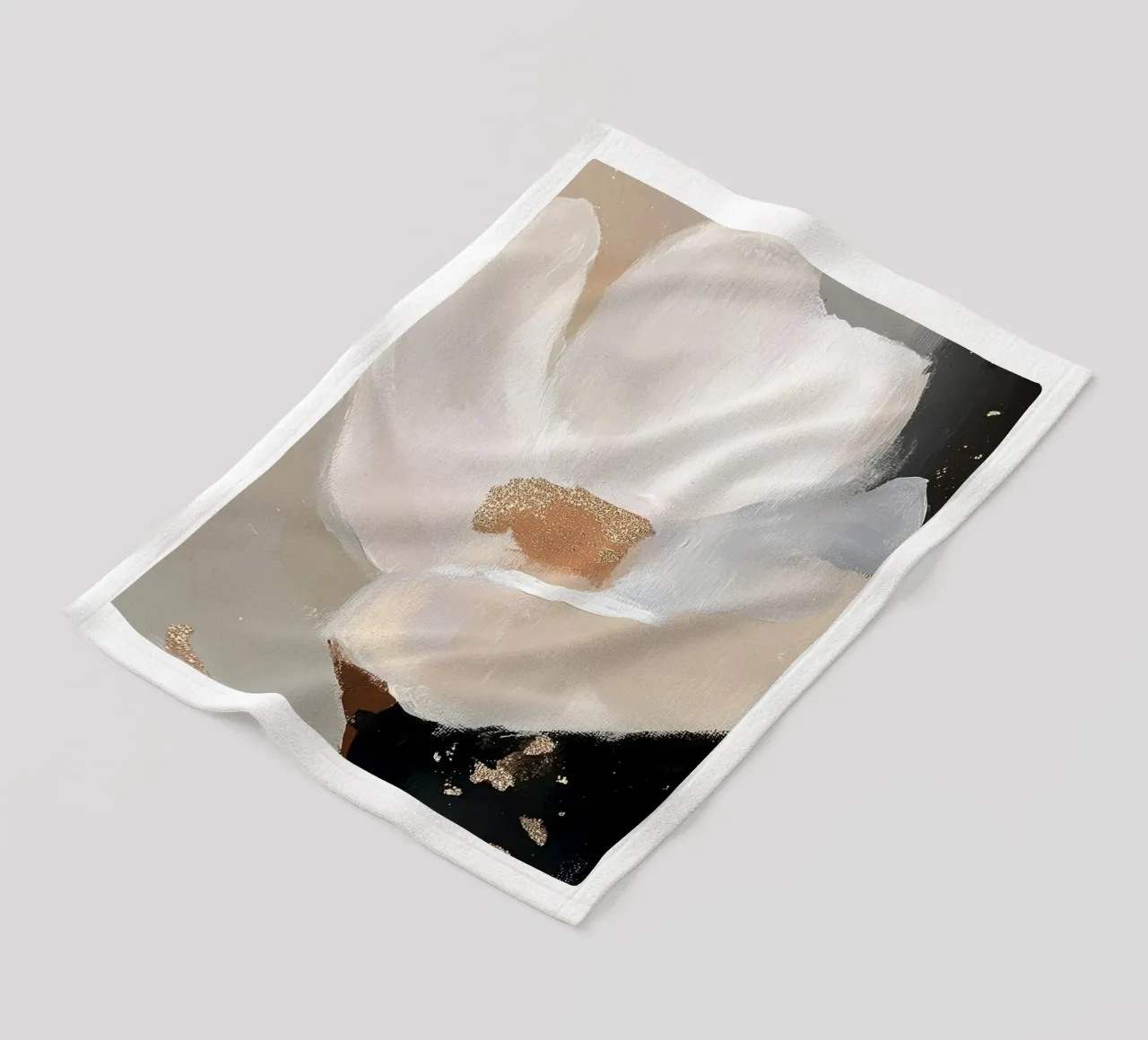 Abstract Floral Wall Art with Gold Accents fleece blanket by Melloi Art Print