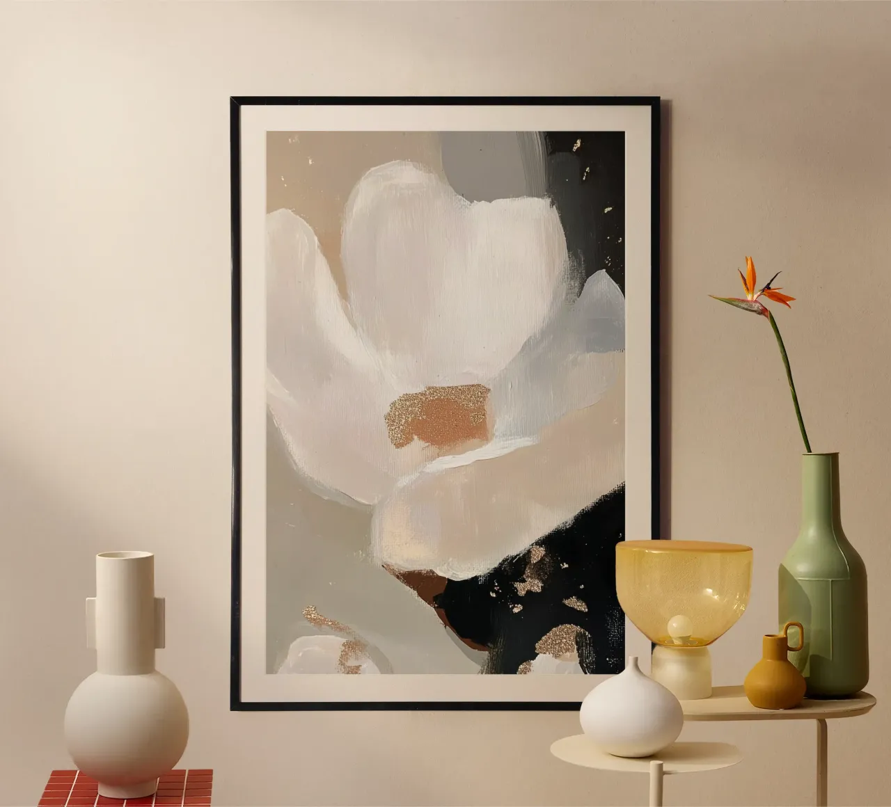 Abstracte muurschildering met gouden accenten hahnemühle van Melloi Art Print