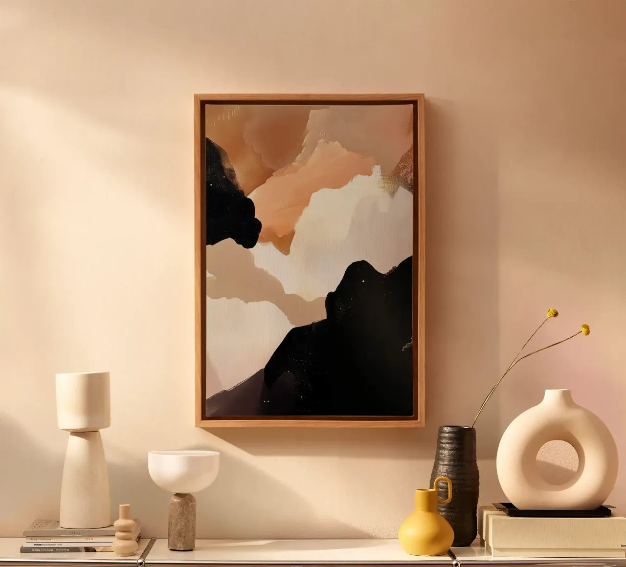 Aards abstract schilderij canvas met Baklijst van Melloi Art Print