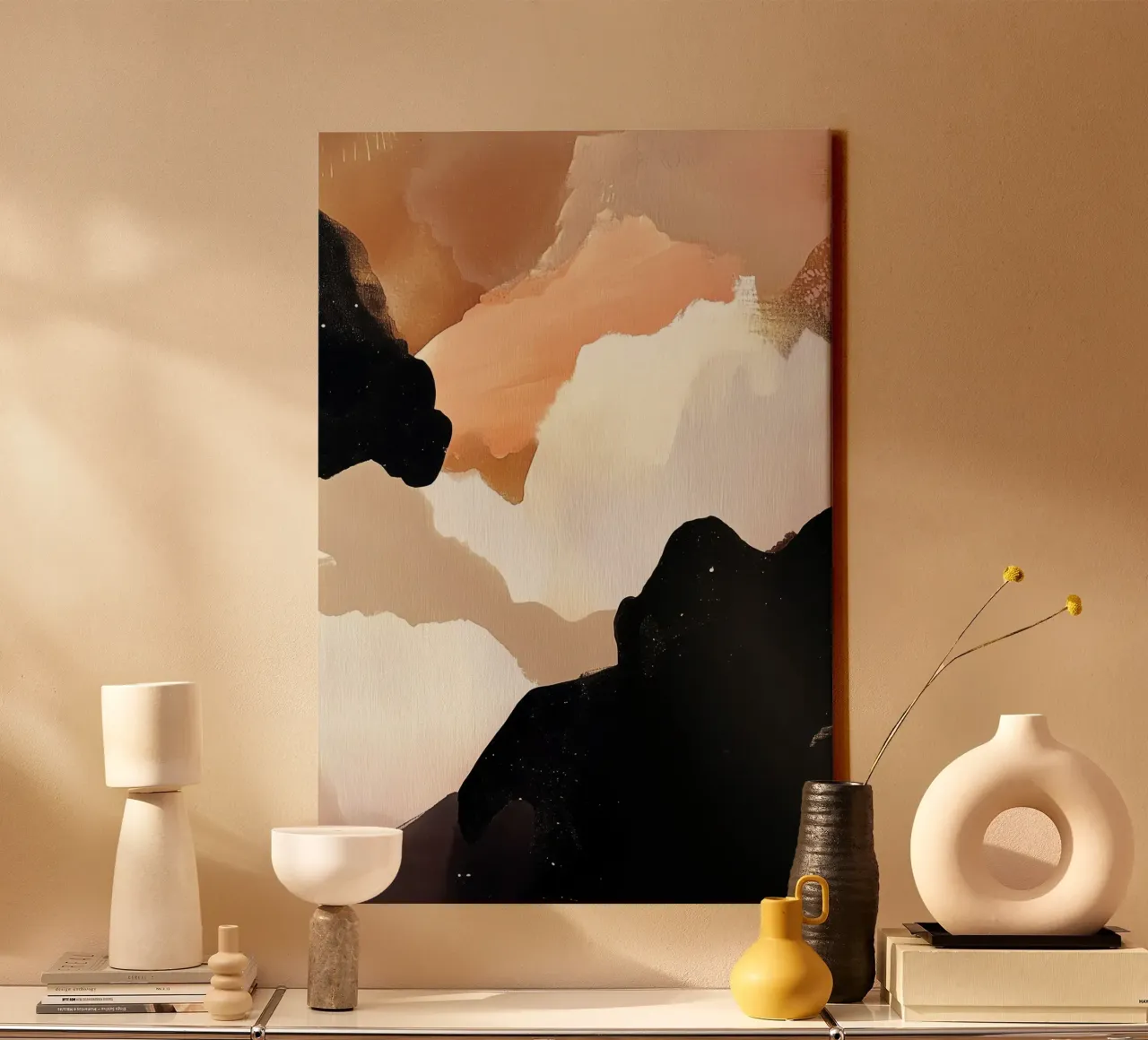 Aards abstract schilderij canvas met Baklijst van Melloi Art Print