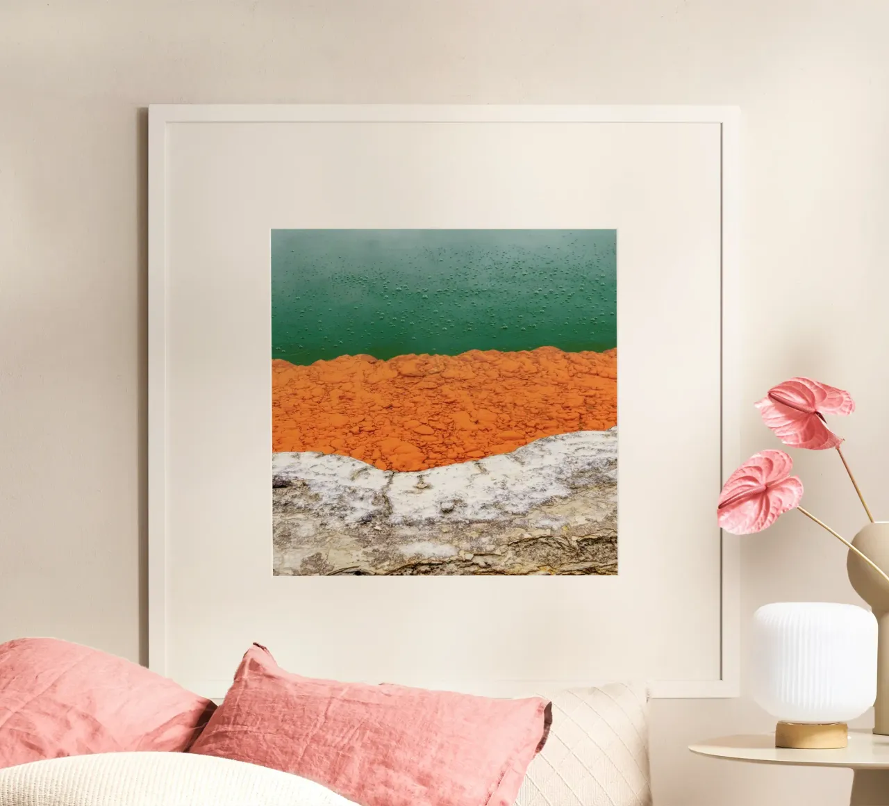 Champagne Pool Wai-O-Tapu poster con telaio in alluminio da Nur Mut