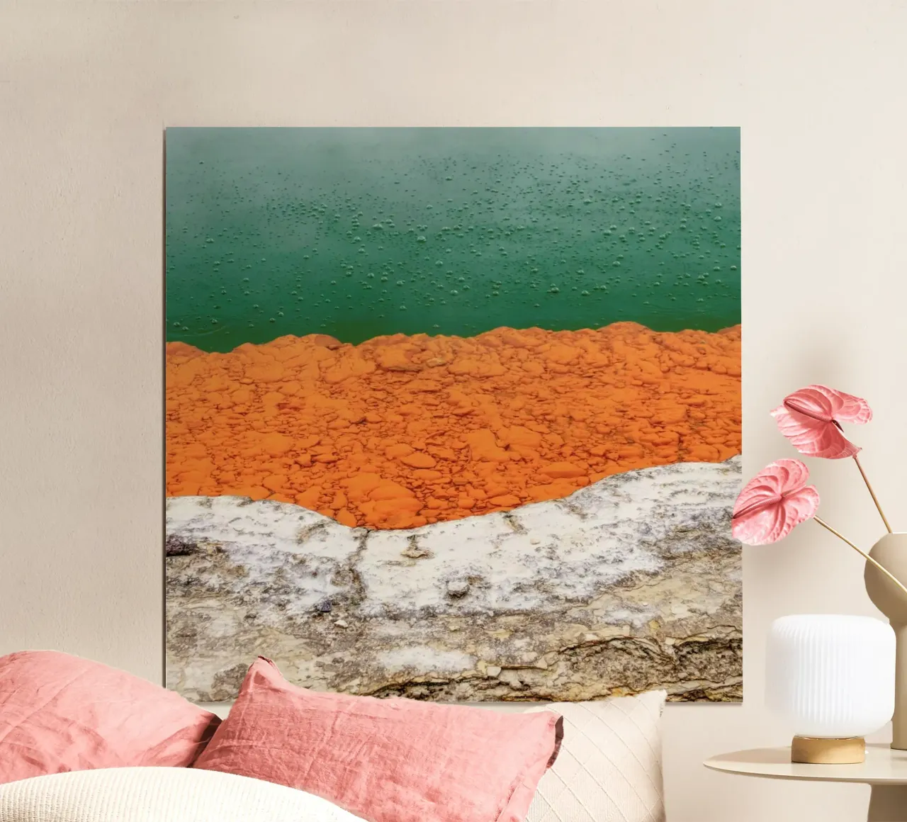 Champagne Pool Wai-O-Tapu poster con telaio in alluminio da Nur Mut