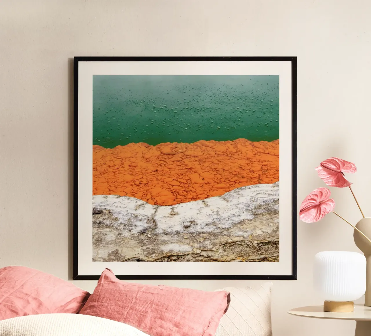 Champagne Pool Wai-O-Tapu poster con telaio in alluminio da Nur Mut