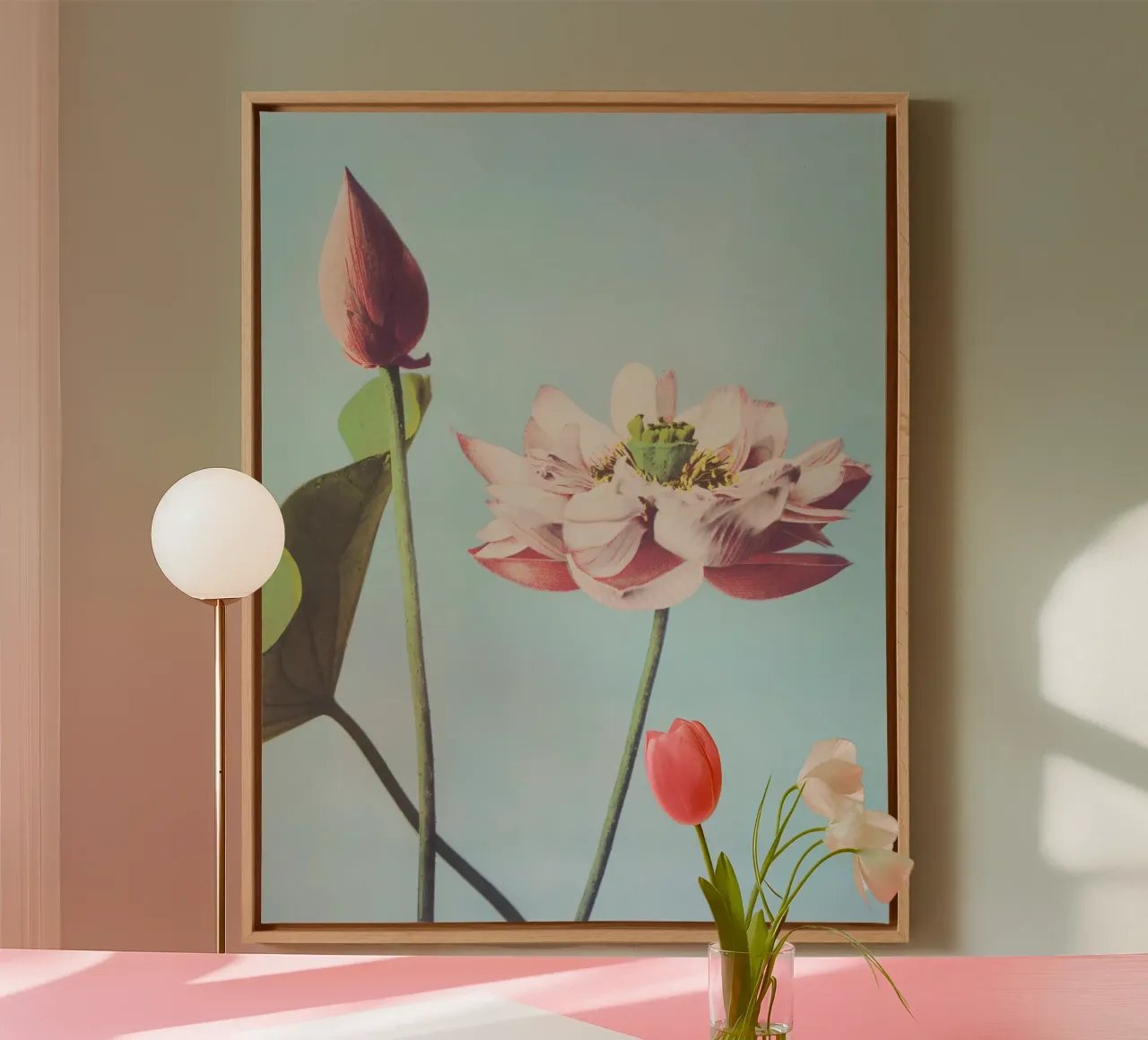 Beautiful photomechanical Lotus Flower tela con Cornice a cassetta da Second Canvas