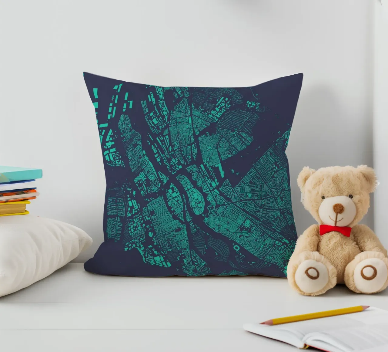 Mappa Nordlicht - Brema in ciano e magenta cuscino da MOOODZART