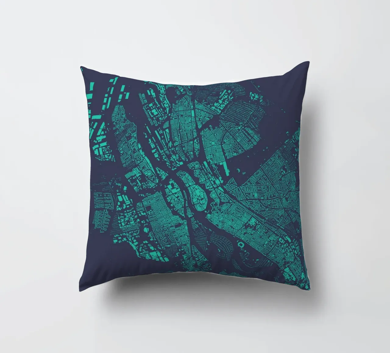 Mappa Nordlicht - Brema in ciano e magenta cuscino da MOOODZART