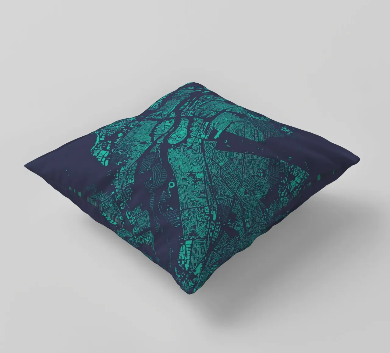 Mappa Nordlicht - Brema in ciano e magenta cuscino da MOOODZART