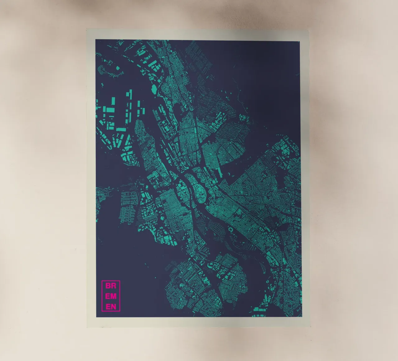 Mappa Nordlicht - Brema in ciano e magenta pellicola backlit da MOOODZART