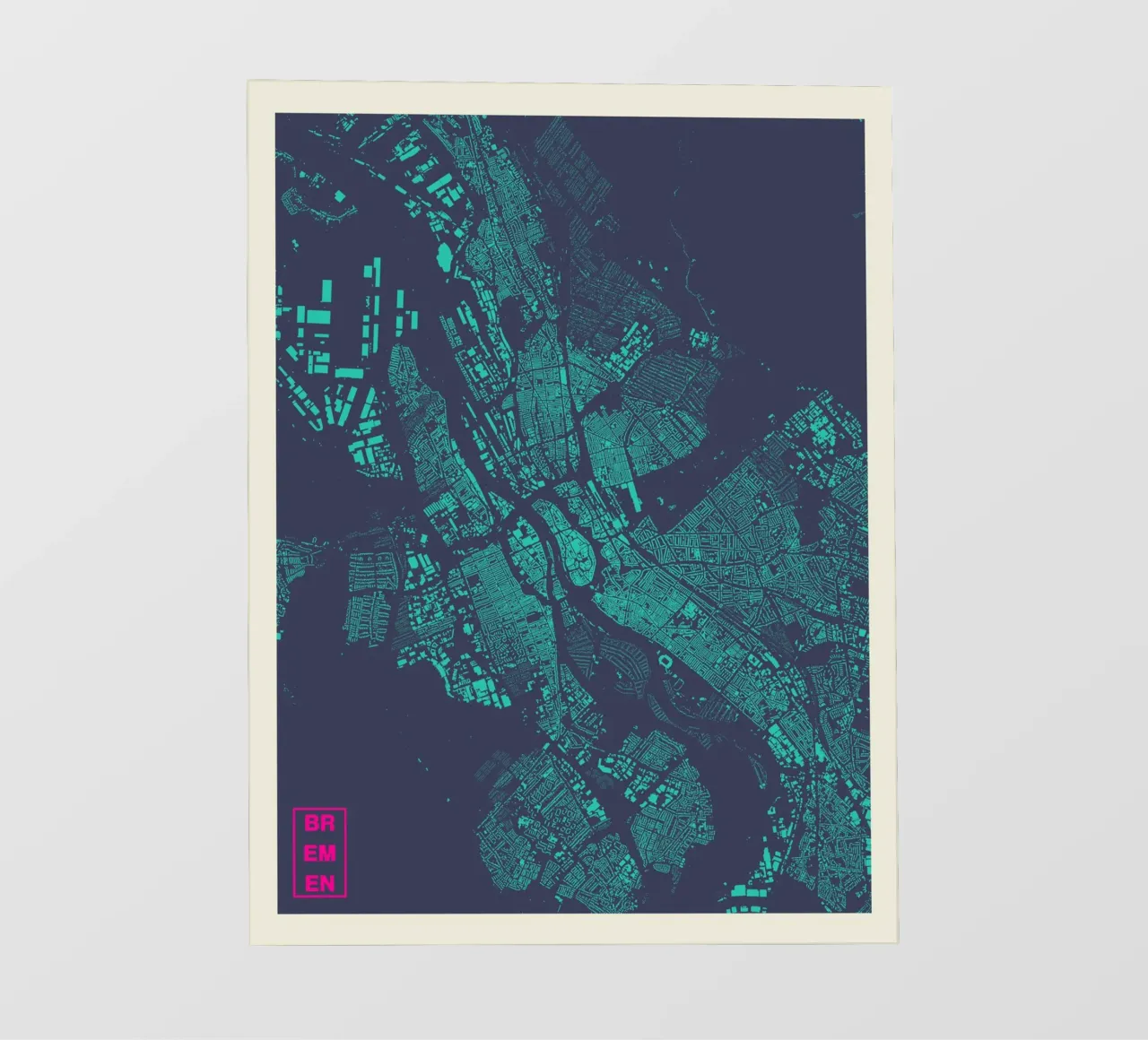 Mappa Nordlicht - Brema in ciano e magenta pellicola backlit da MOOODZART