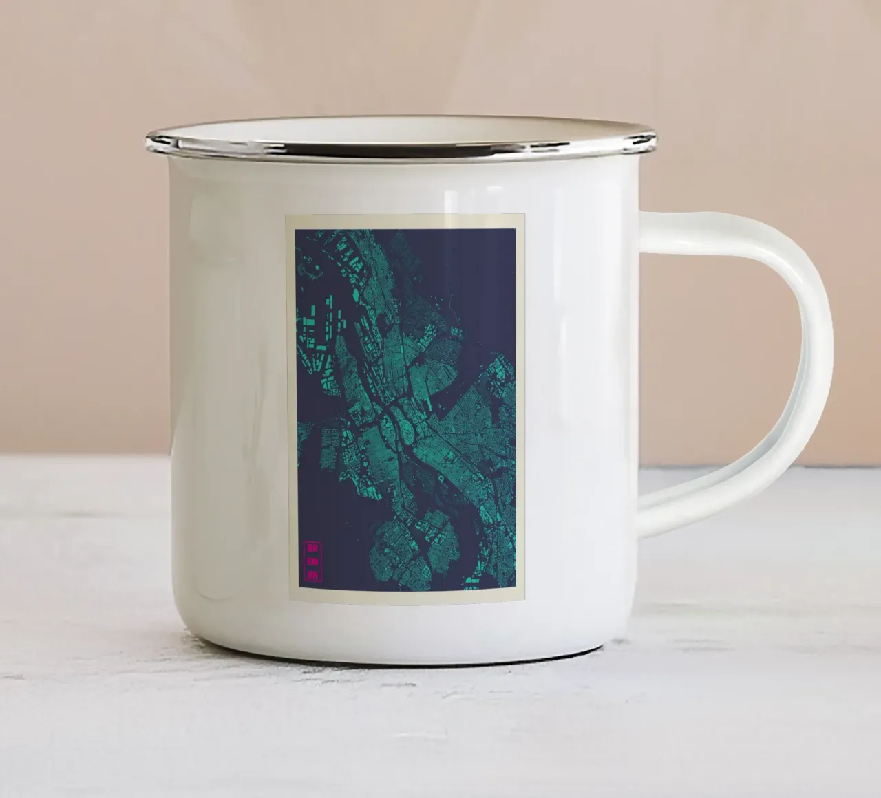 Mappa Nordlicht - Brema in ciano e magenta tazza in smalto da MOOODZART