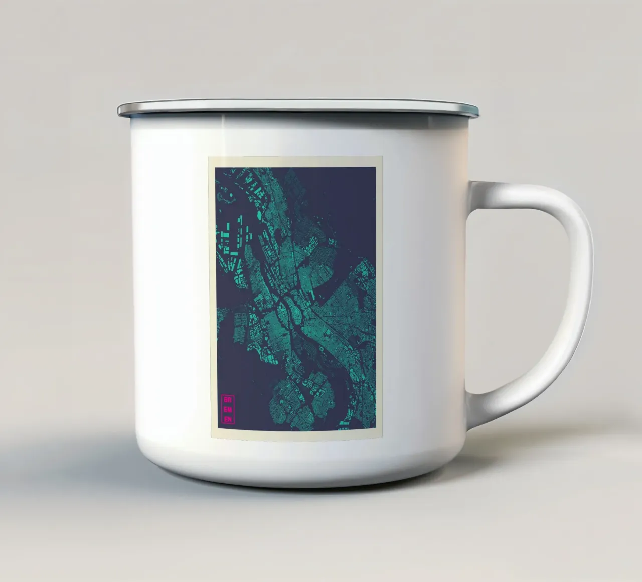 Mappa Nordlicht - Brema in ciano e magenta tazza in smalto da MOOODZART