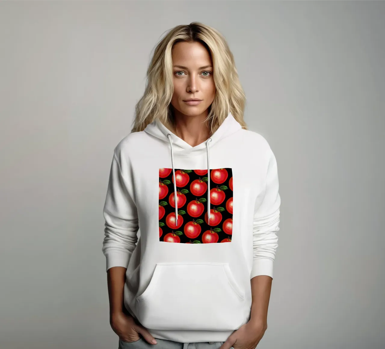 Lunch Patterns Apple Black felpa con cappuccio da Kelly Gilleran