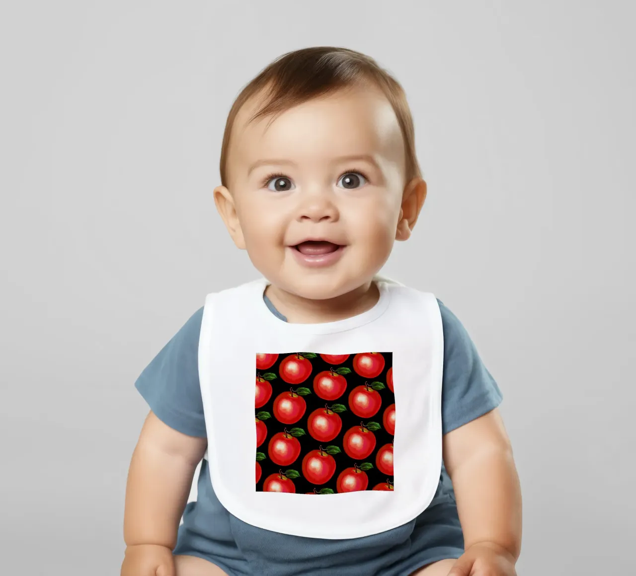 Lunch Patterns Apple Black bavaglino da Kelly Gilleran