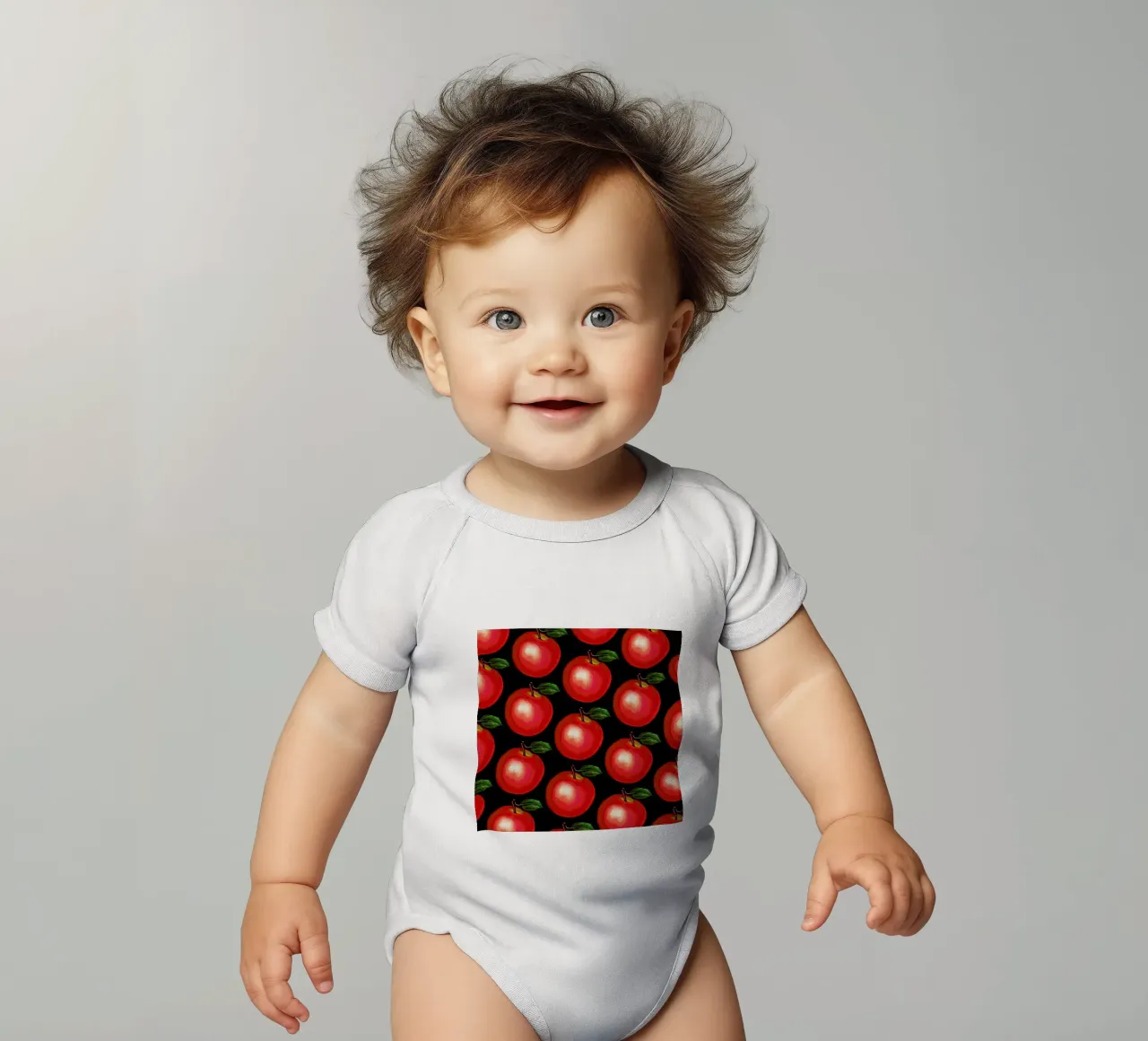 Lunch Patterns Apple Black body neonato maniche corte da Kelly Gilleran