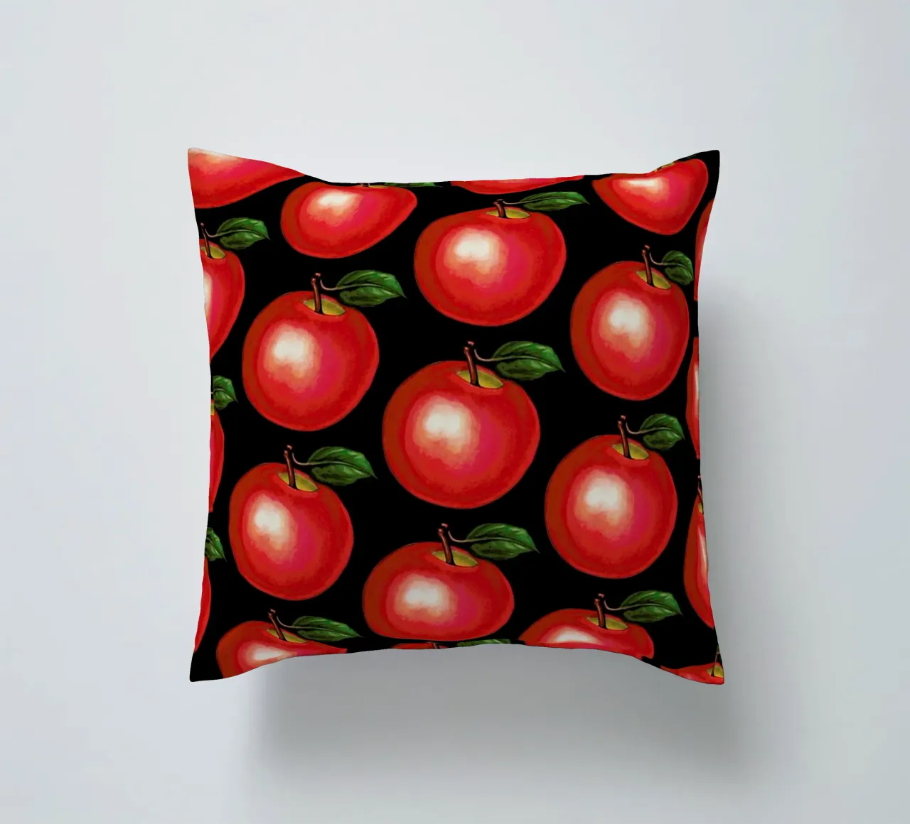Lunch Patterns Apple Black cuscino da Kelly Gilleran