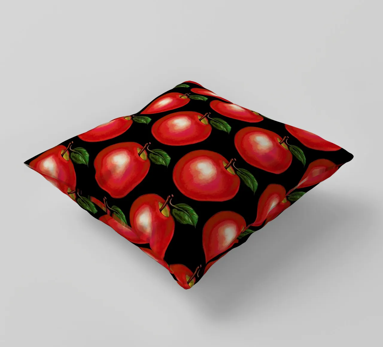 Lunch Patterns Apple Black cuscino da Kelly Gilleran