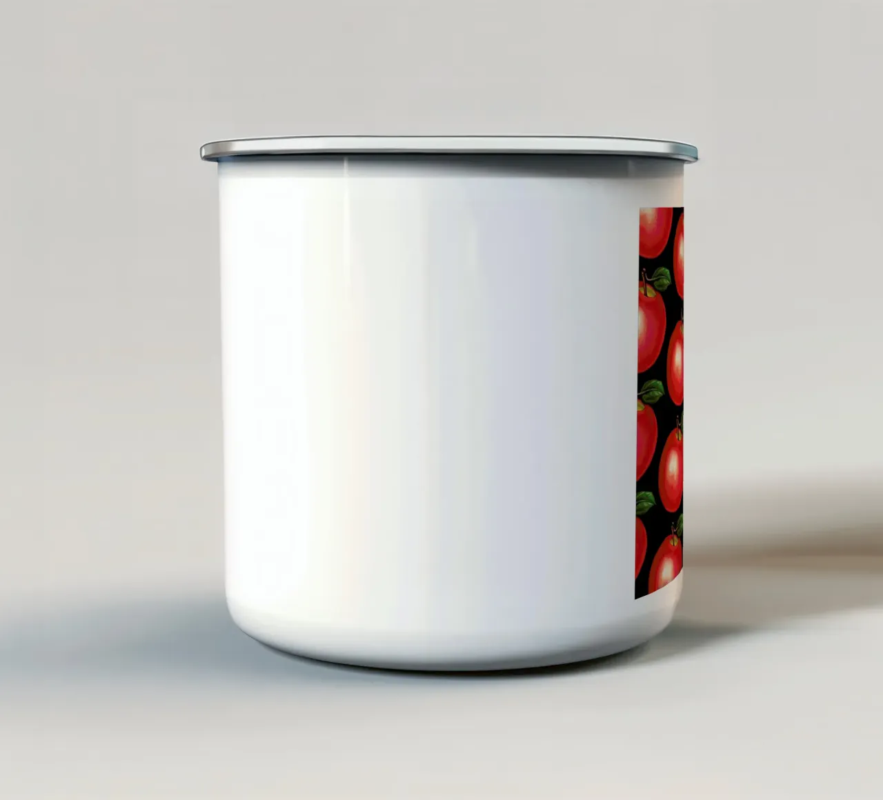 Lunch Patterns Apple Black emaille mok van Kelly Gilleran