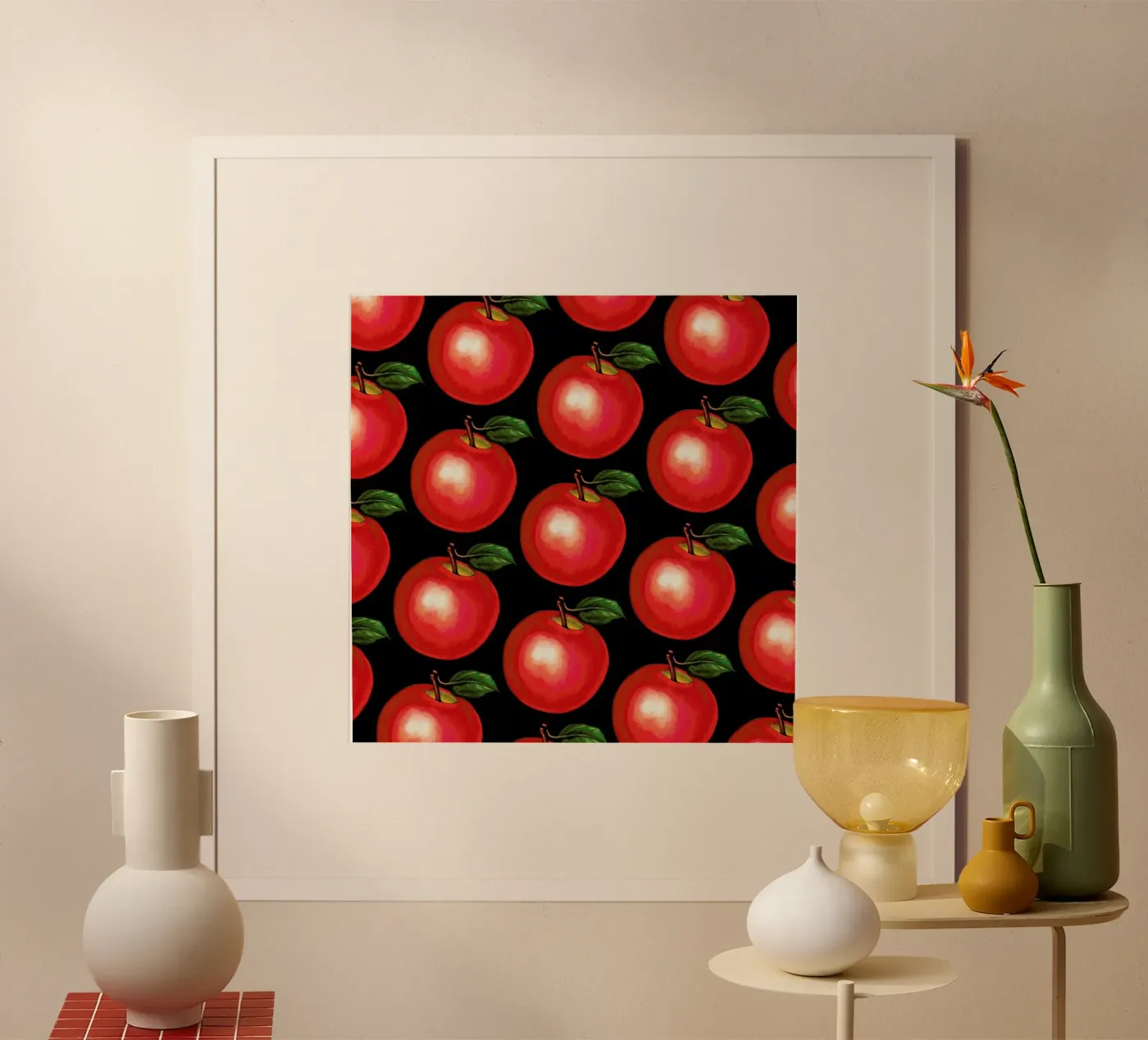 Lunch Patterns Apple Black poster by Kelly Gilleran