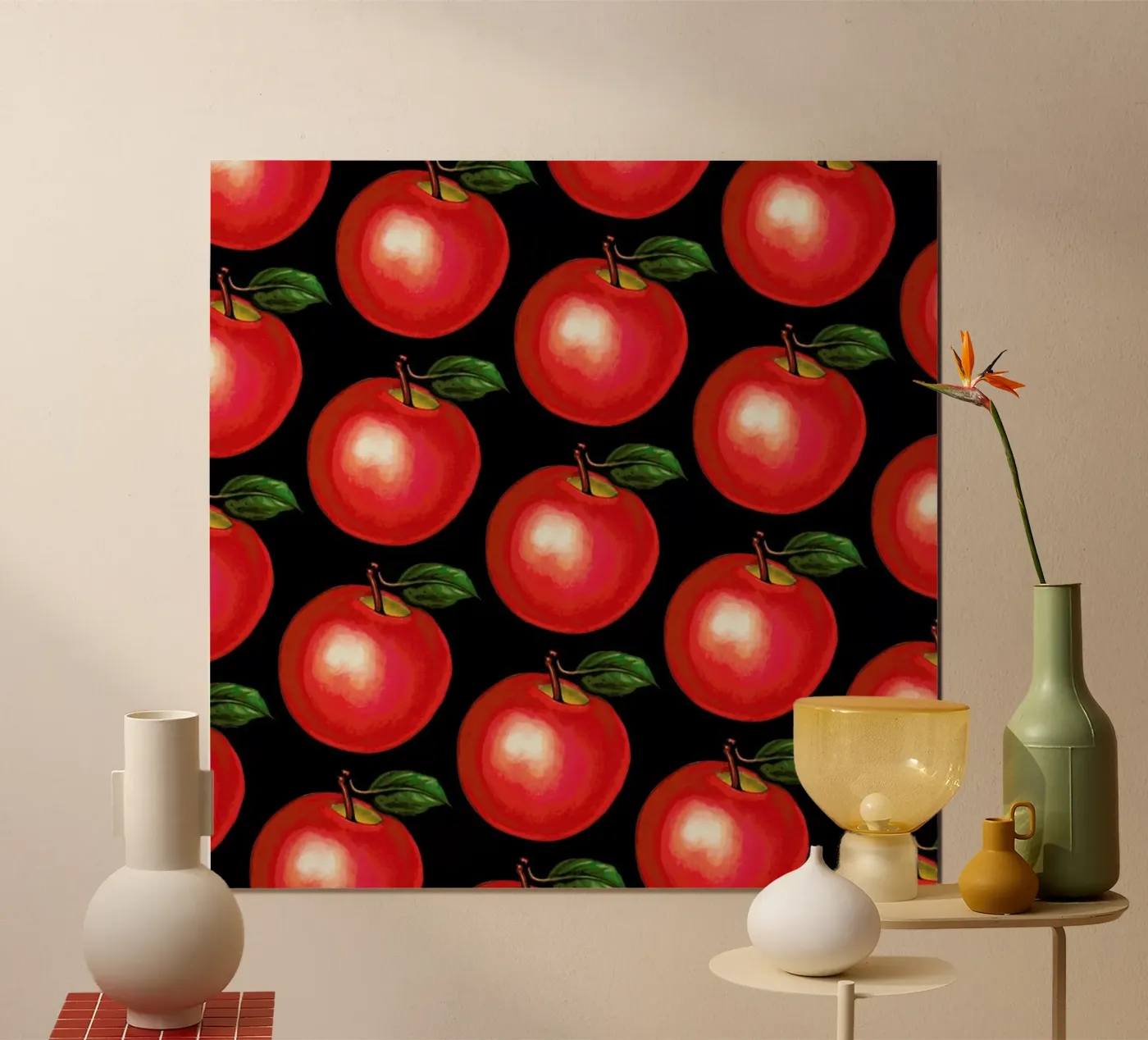 Lunch Patterns Apple Black poster by Kelly Gilleran