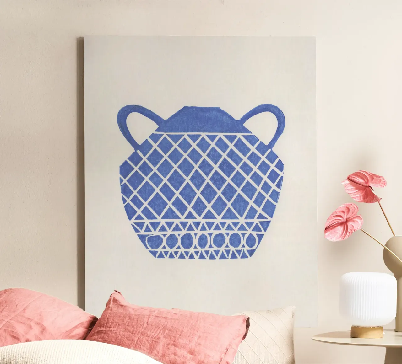Linosnede Vaas #7 canvas met Baklijst van Alisa Galitsyna