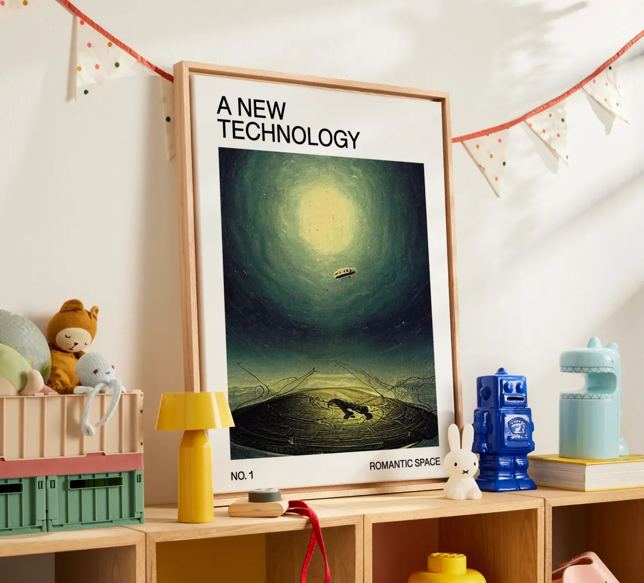 Poster di fantascienza: Una nuova tecnologia - Spazio romantico n. 1 tela con Cornice a cassetta da Spunk