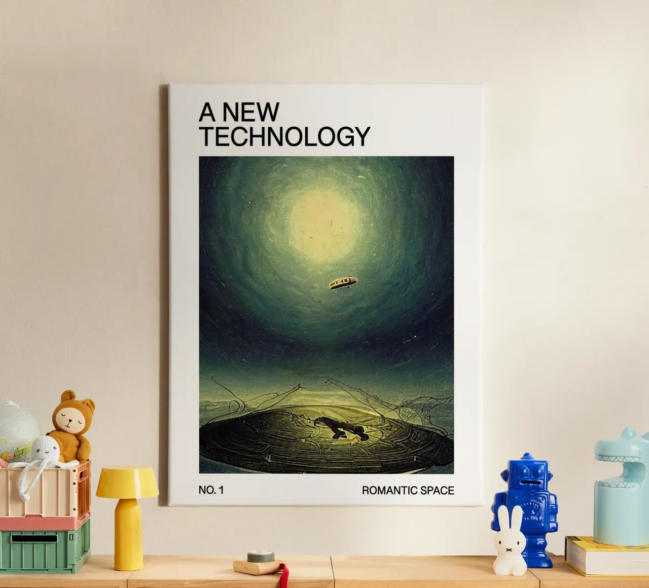 Poster di fantascienza: Una nuova tecnologia - Spazio romantico n. 1 tela con Cornice a cassetta da Spunk